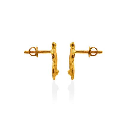 Golden Fern Leaf Stud Earrings