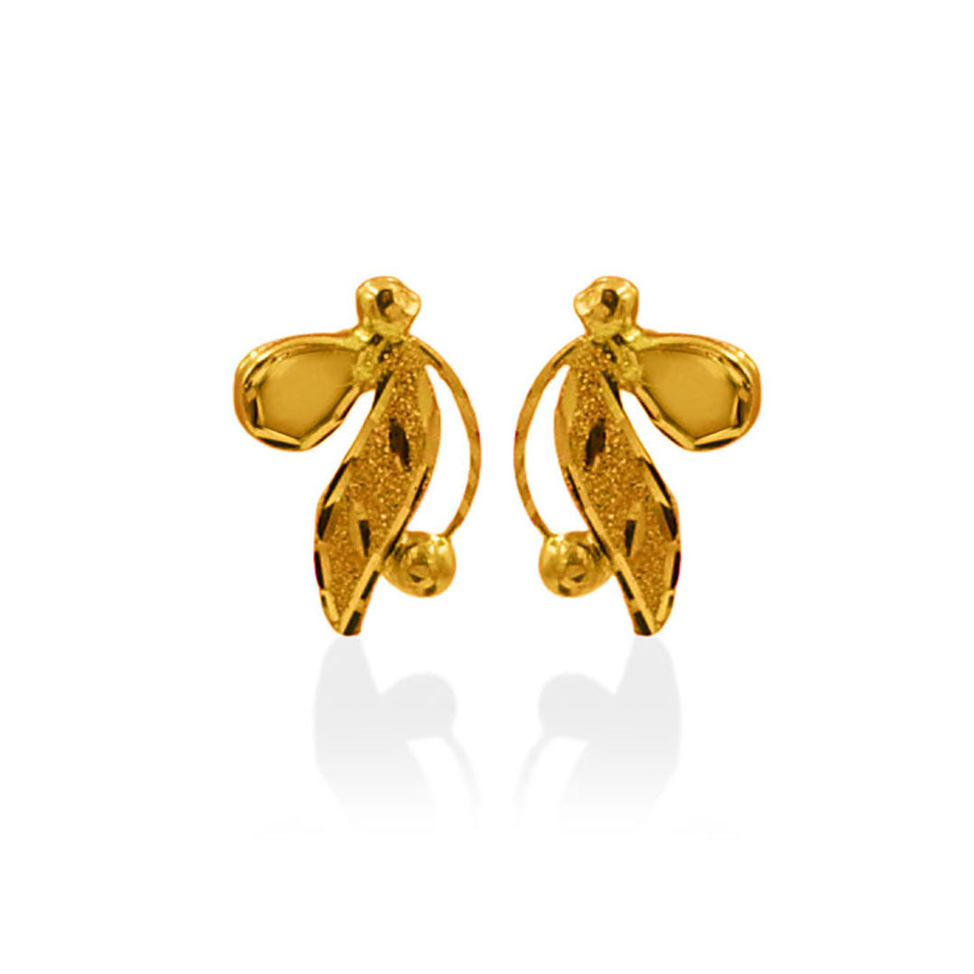 Golden Fern Leaf Stud Earrings
