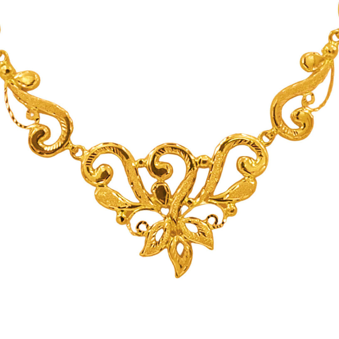Ornamental Swirl Filigree Gold Necklace