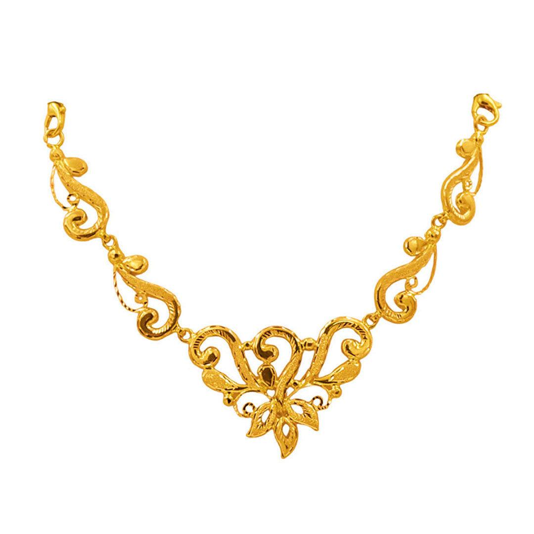 Ornamental Swirl Filigree Gold Necklace