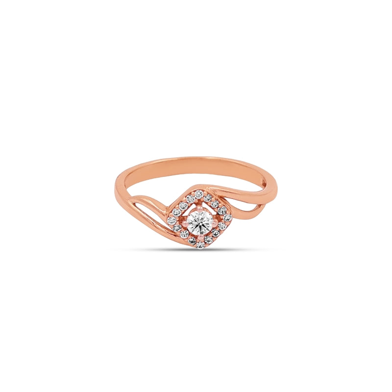 Diamond Halo Square Bypass Ladies Ring