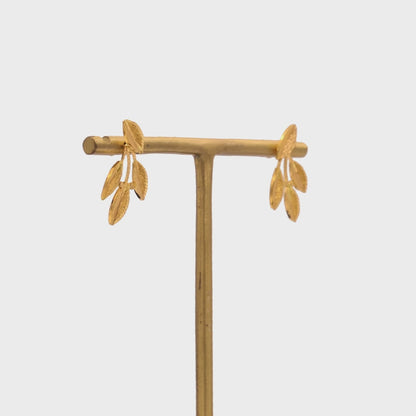 Textured Laurel Leaf Dangle Earrings